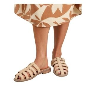 DV By Dolce Vita Falcon Fisherman Style Sandal Raffia Buckle Slip On Natural 10